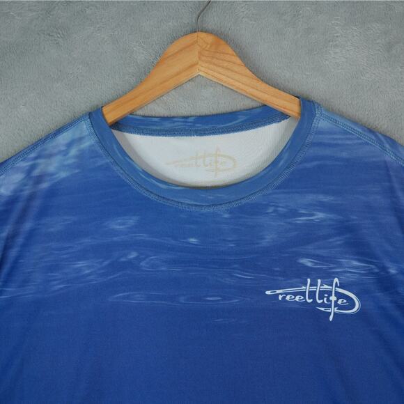 Reel Life Sun Ray Defender UPF 50+ Lightweight Fishing Shirt Blue Waves Mens XXL - Picture 3 of 8